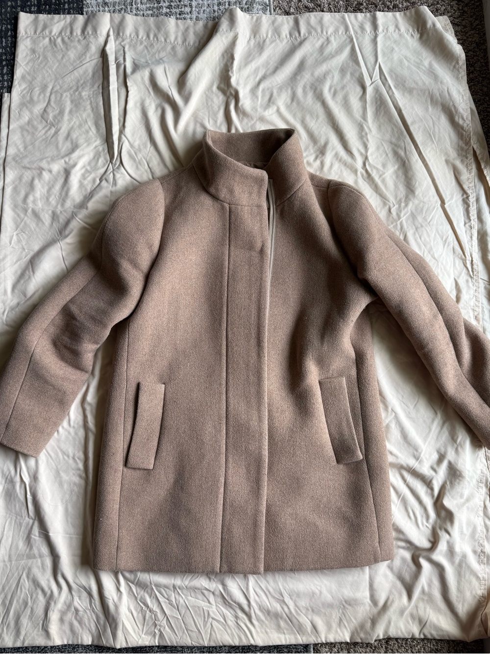 J. Crew Taupe Wool-Blend Short Pea Coat